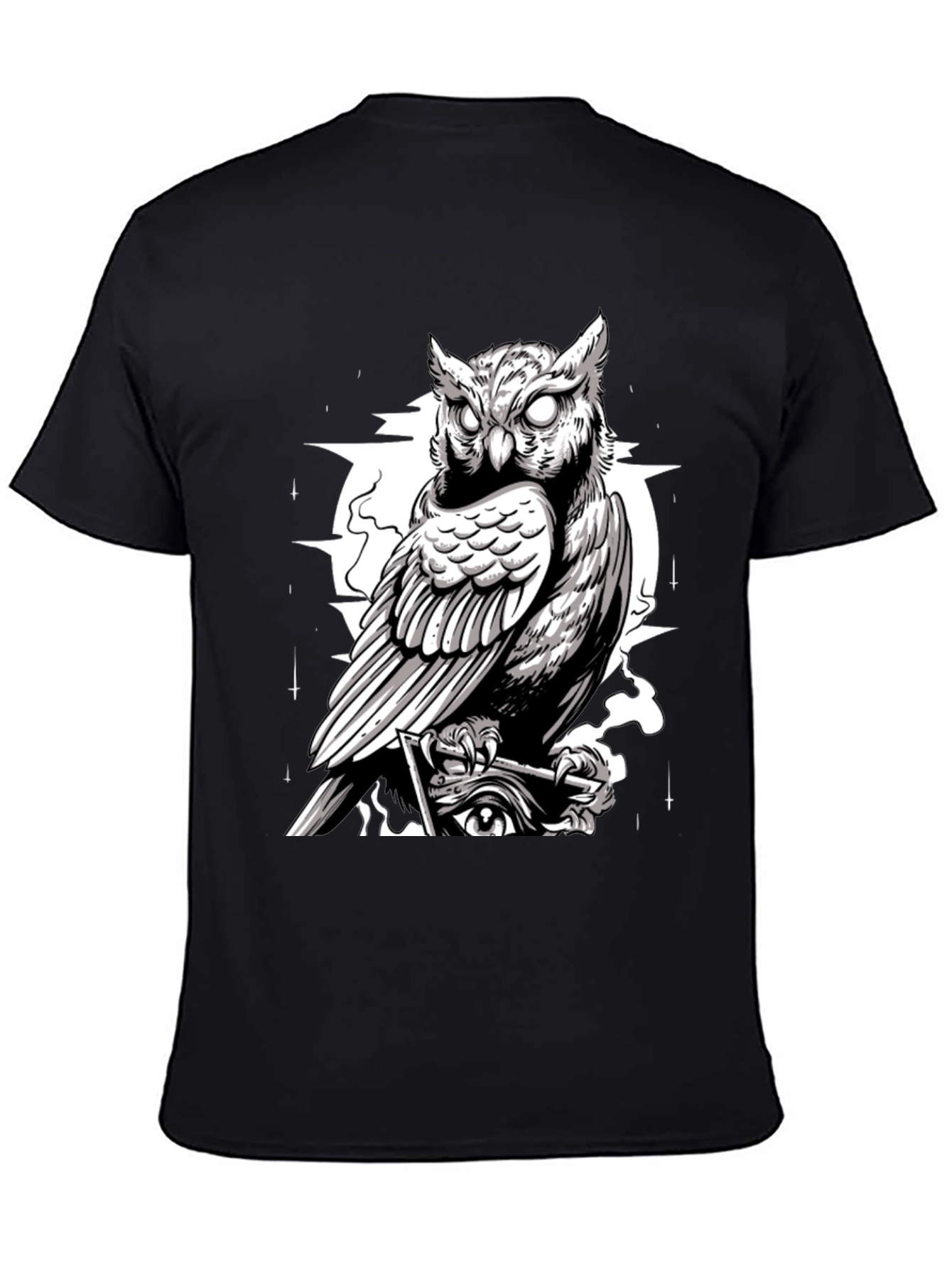 Owl Graphic Print Tee - Mens Black T-Shirt