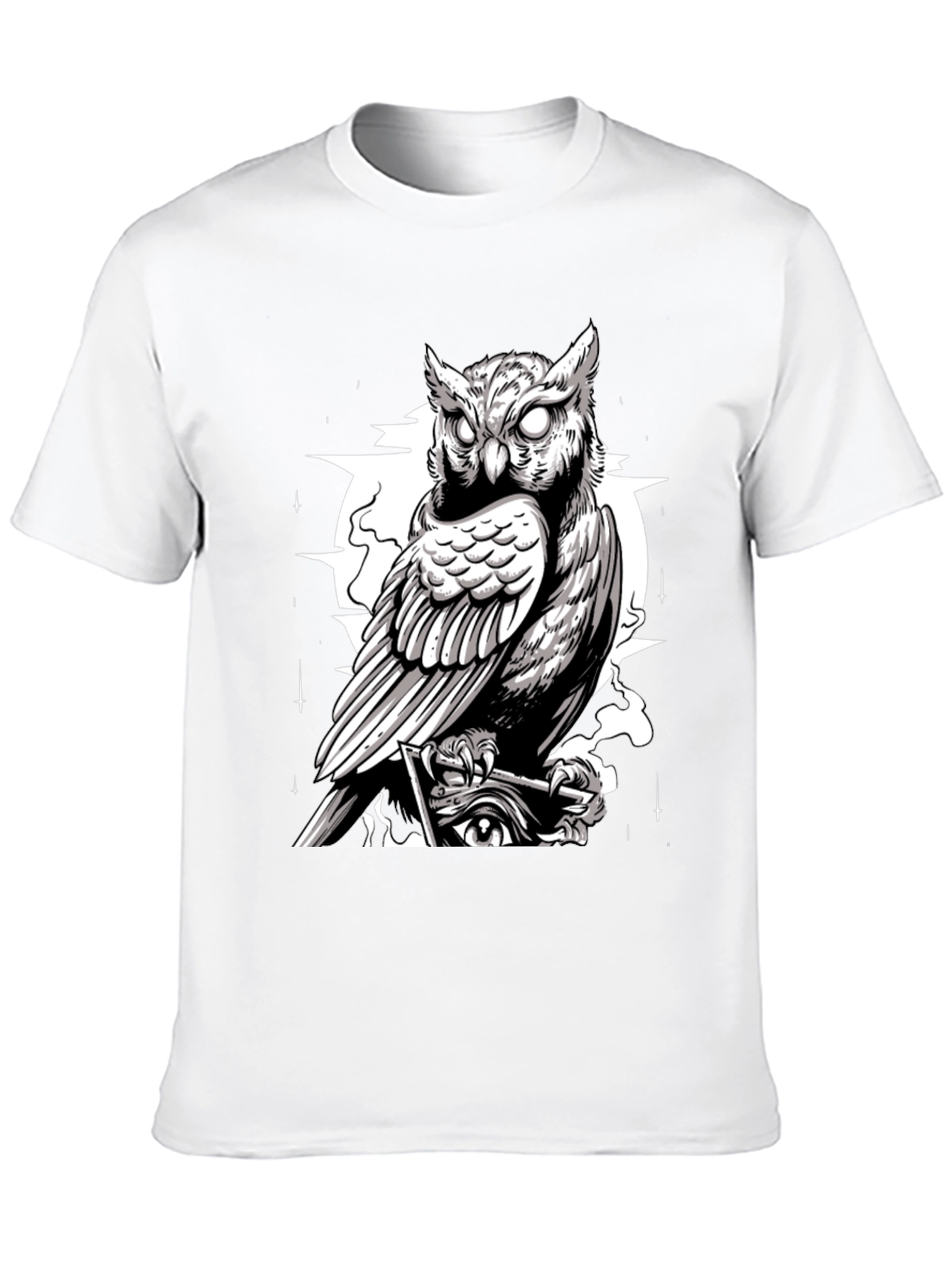 Owl Graphic Print Tee - Mens Black T-Shirt