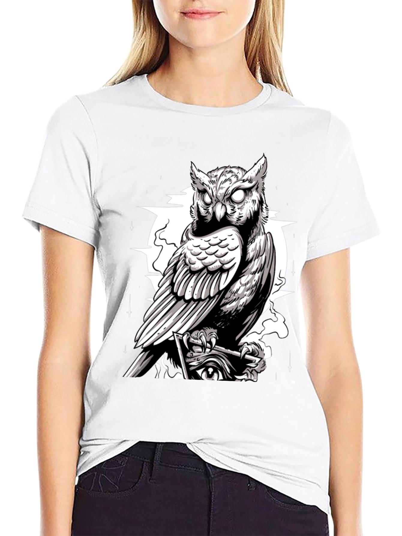 Owl Graphic Print Tee - Mens Black T-Shirt