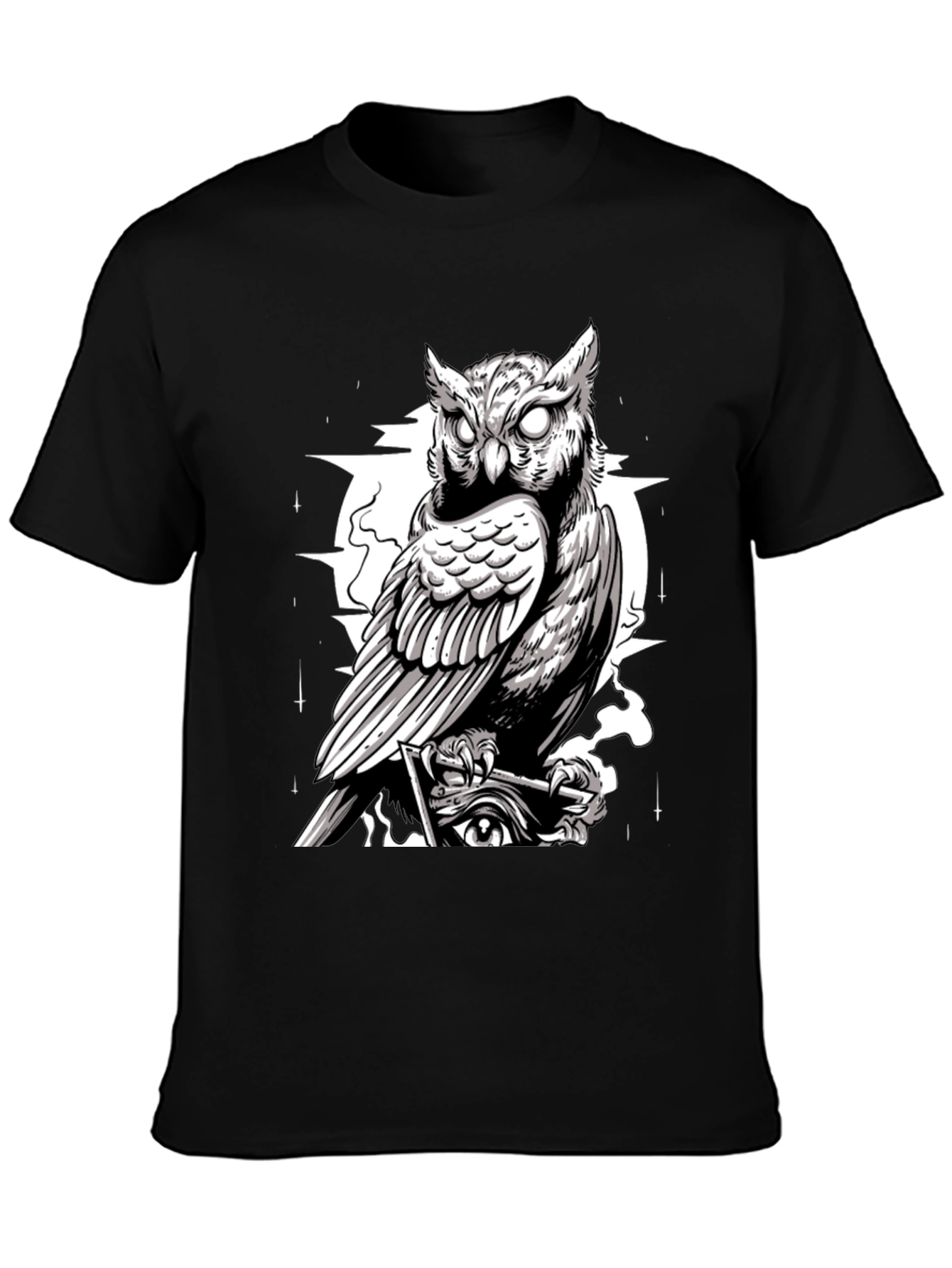 Owl Graphic Print Tee - Mens Black T-Shirt