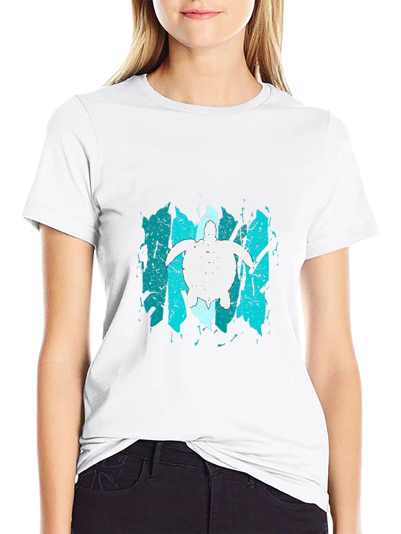 Turtle Graphic Tee - Black Cotton Casual Top