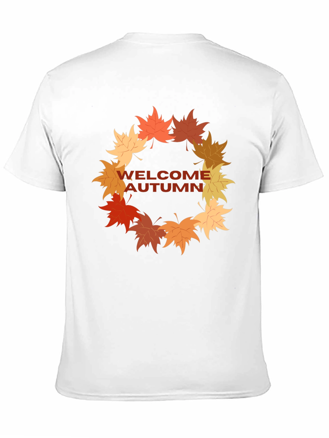 Welcome Autumn T-Shirt Fall Leaves Wreath Design