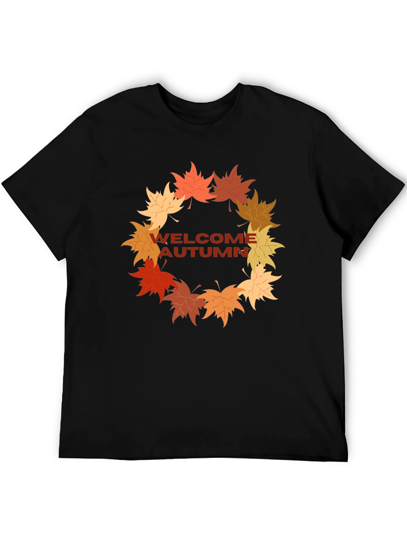 Welcome Autumn T-Shirt Fall Leaves Wreath Design