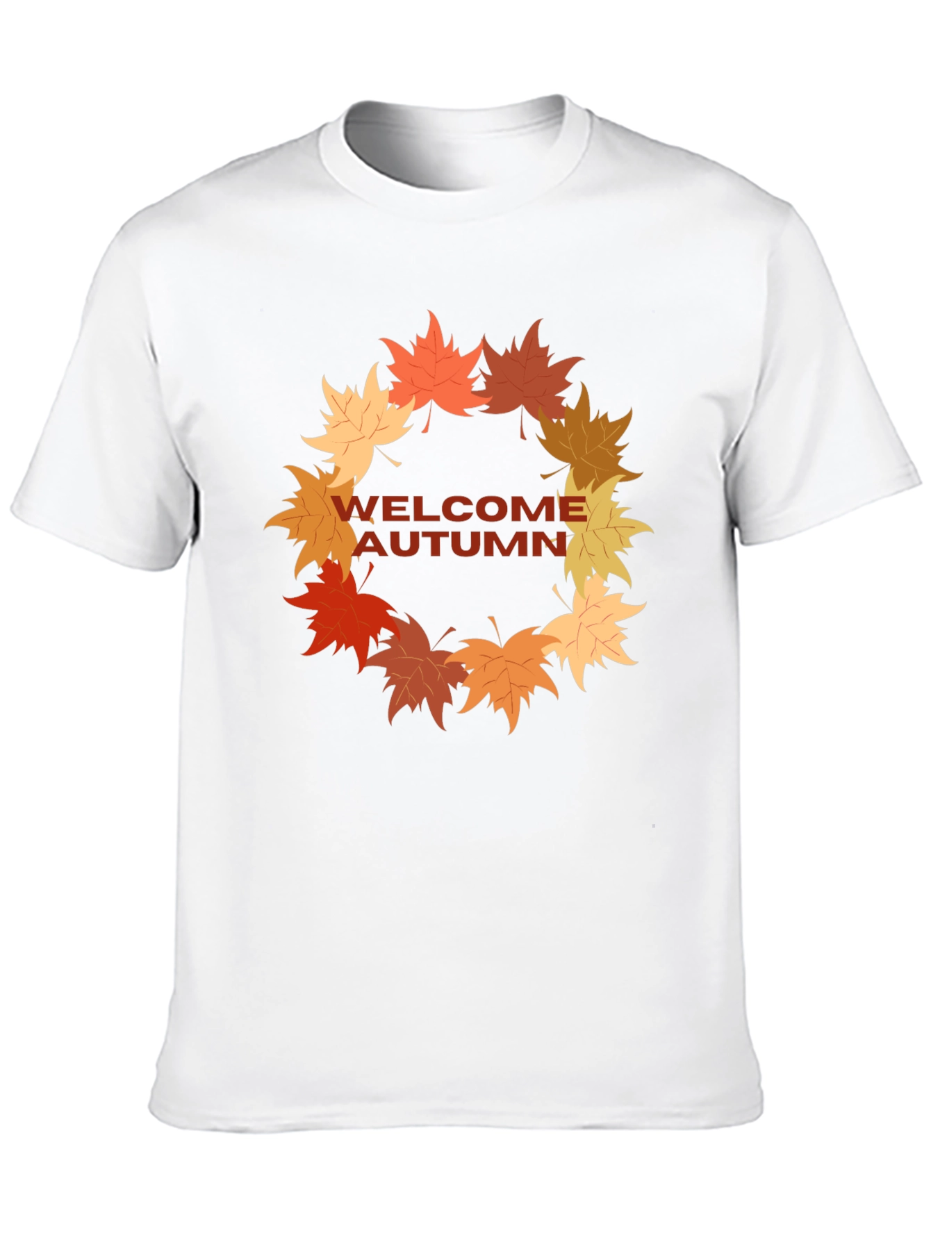 Welcome Autumn T-Shirt Fall Leaves Wreath Design