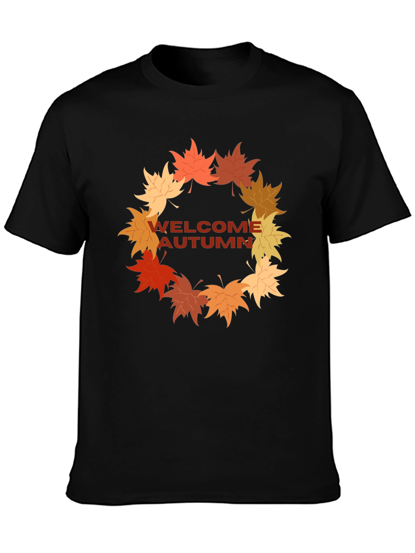 Welcome Autumn T-Shirt Fall Leaves Wreath Design