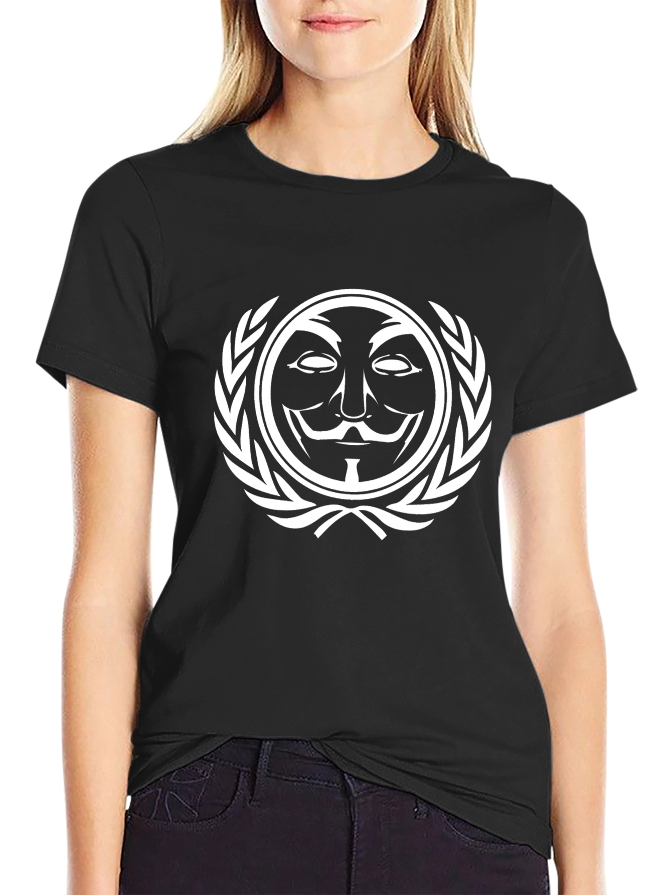 Anonymous Mask Graphic Tee - Black Cotton T-Shirt