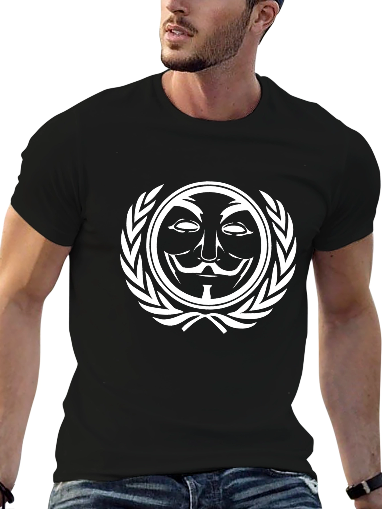 Anonymous Mask Graphic Tee - Black Cotton T-Shirt
