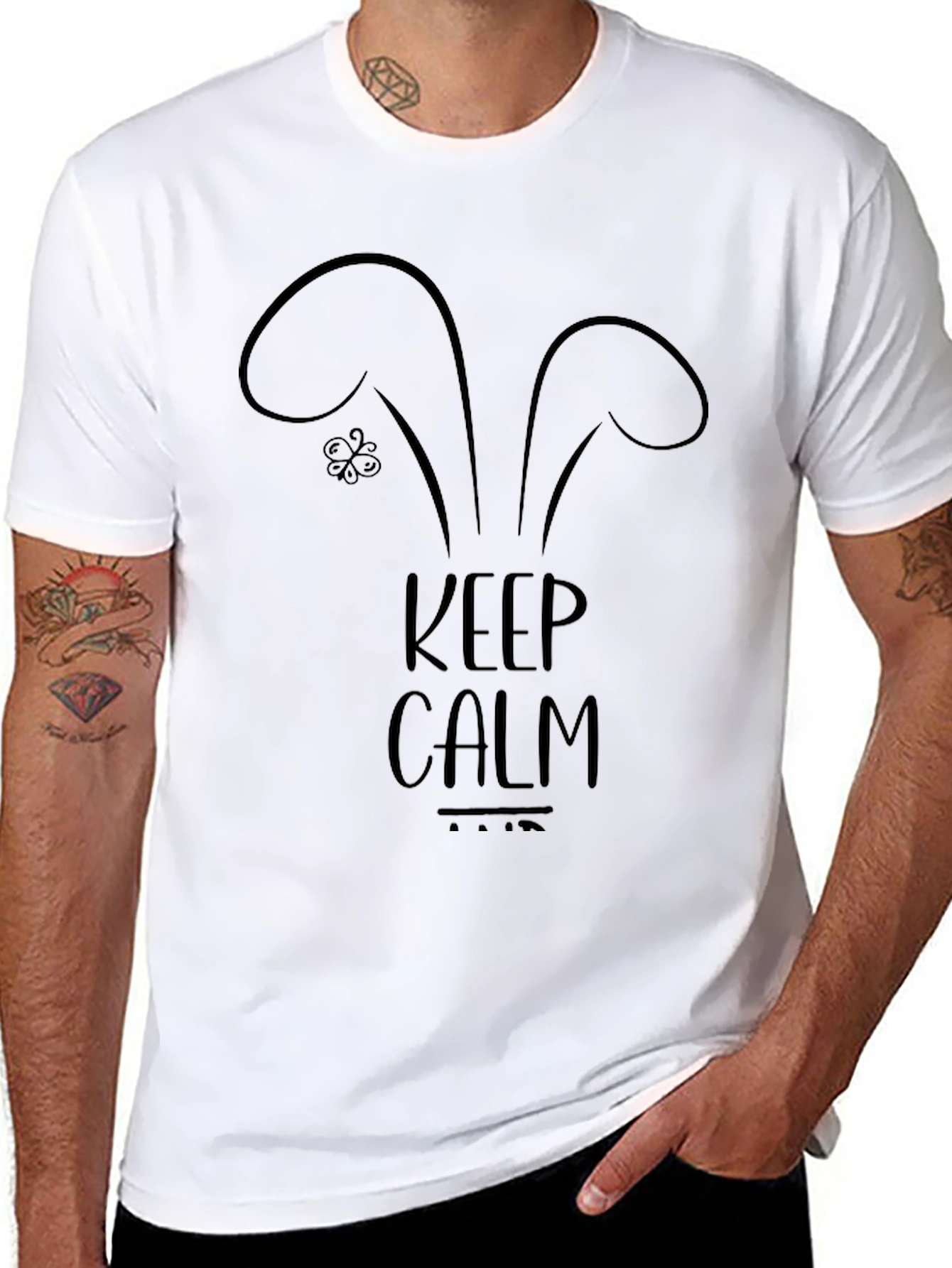 Keep Calm Bunny Ears Black Graphic Tee