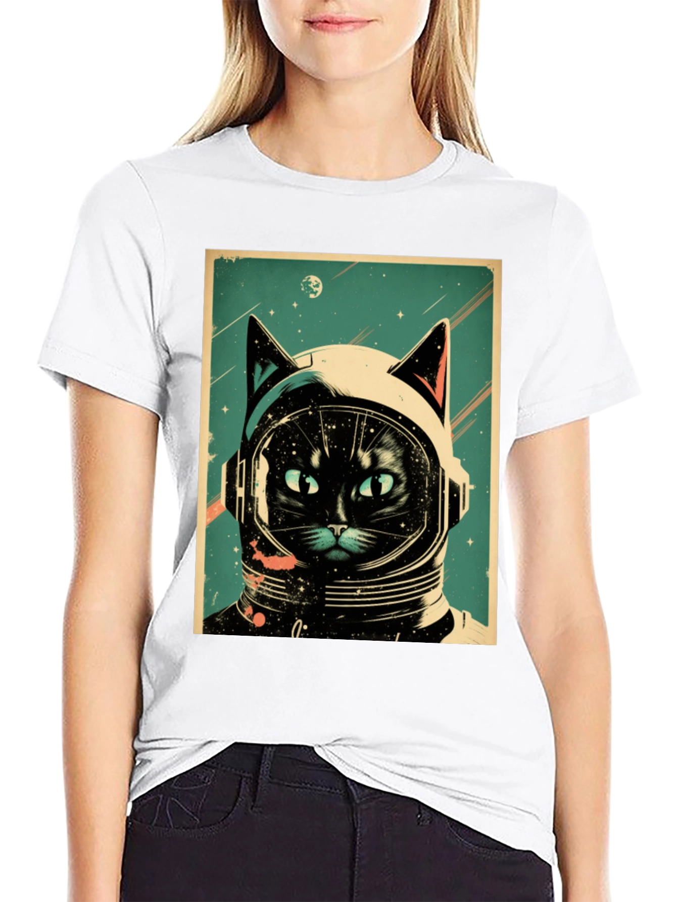 Space Cat T-Shirt: Astronaut Kitty Design