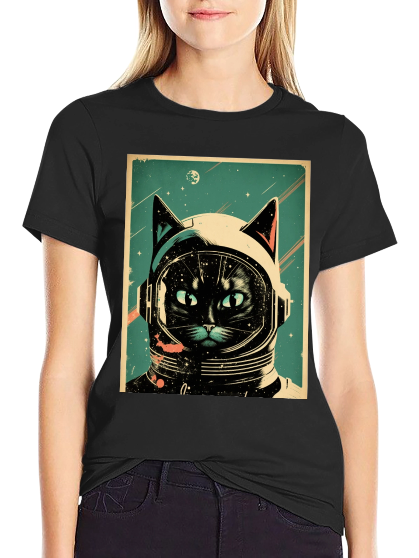 Space Cat T-Shirt: Astronaut Kitty Design