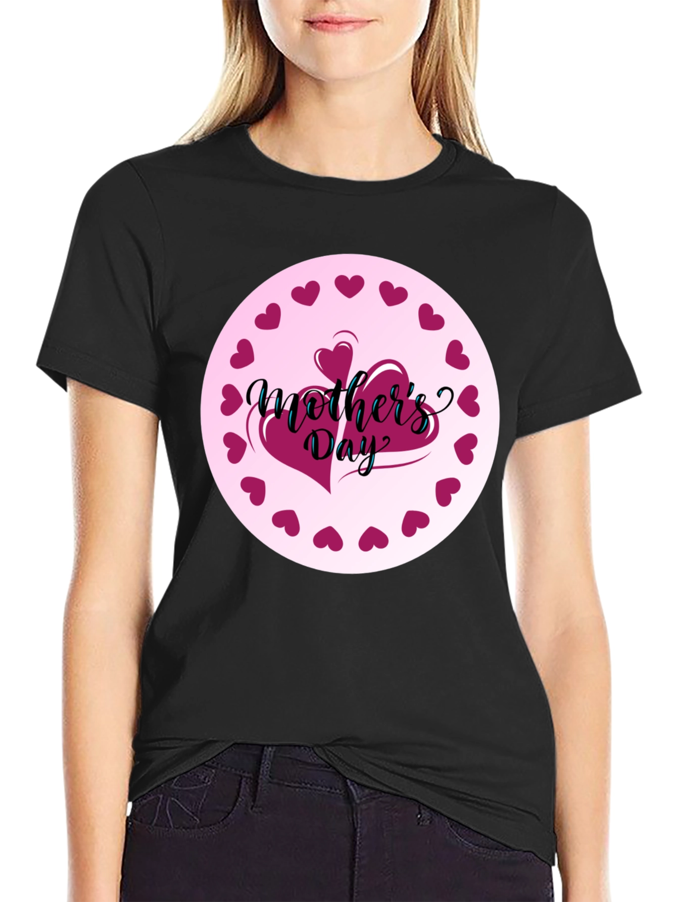 Mothers Day Heart T-Shirt - Black