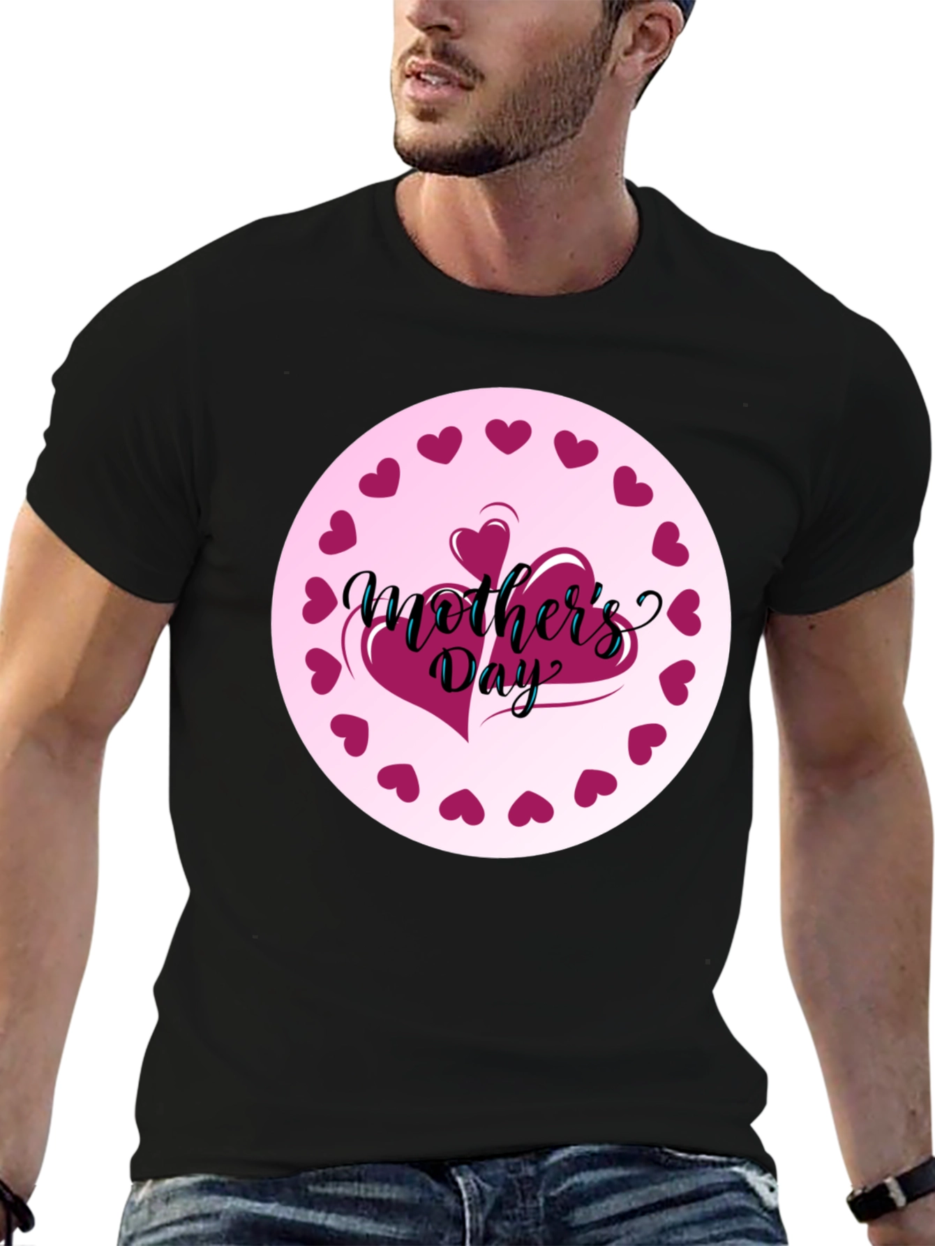 Mothers Day Heart T-Shirt - Black