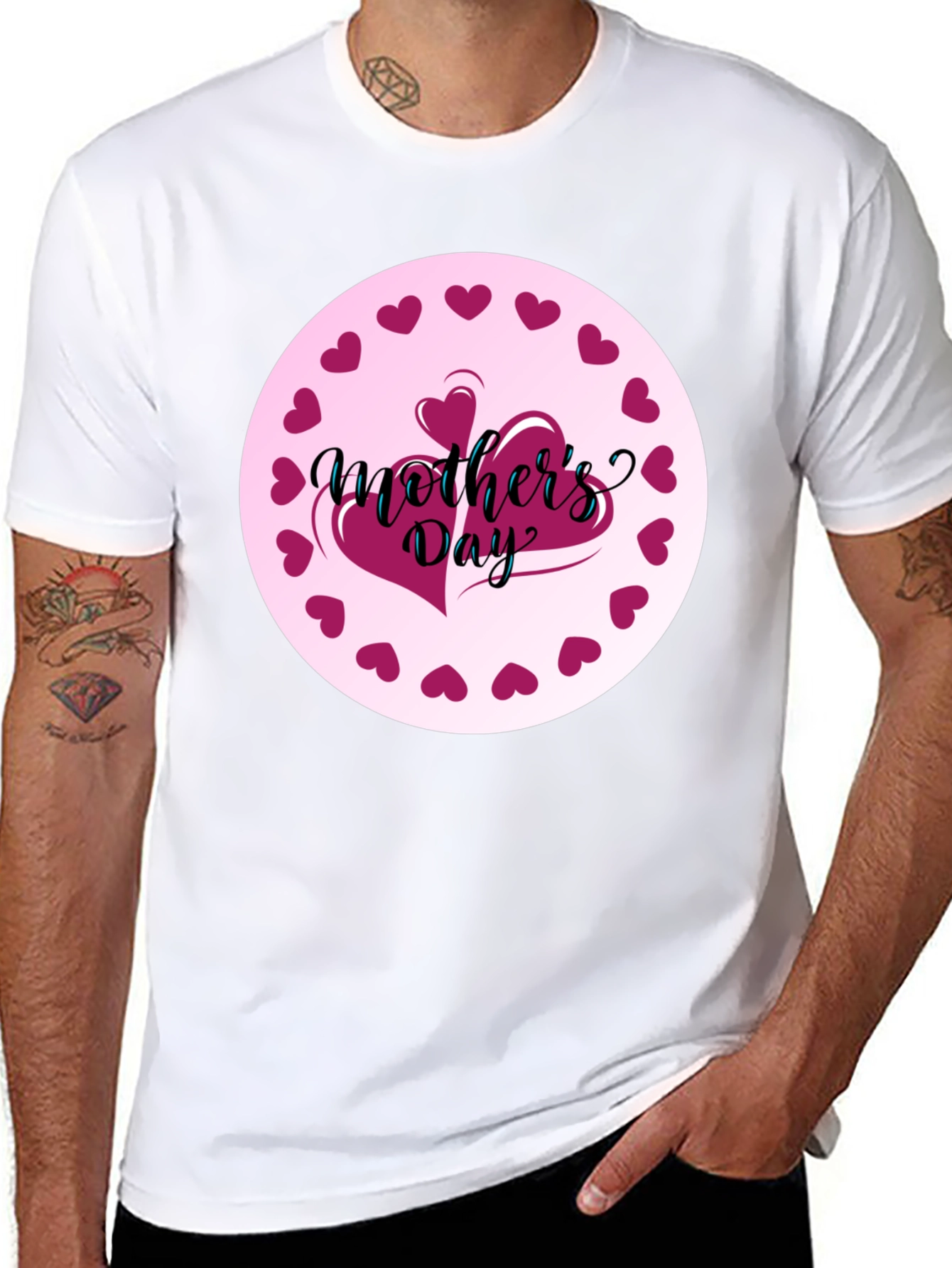 Mothers Day Heart T-Shirt - Black
