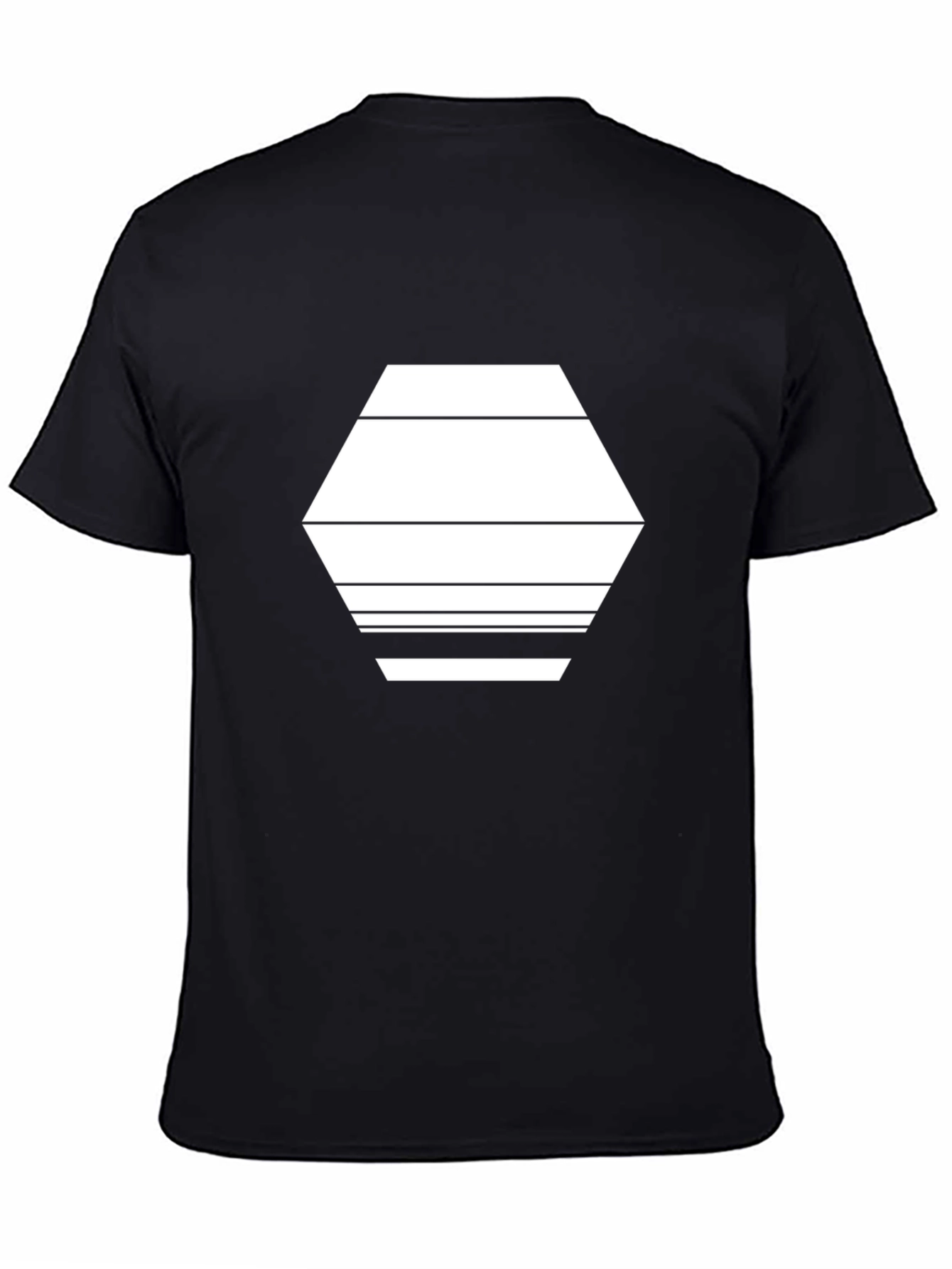 Modern Hexagon Graphic Tee - Black Cotton Blend