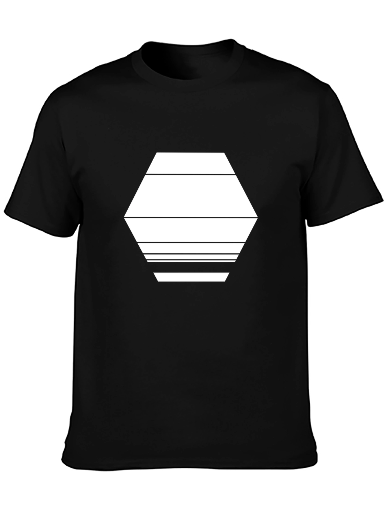 Modern Hexagon Graphic Tee - Black Cotton Blend