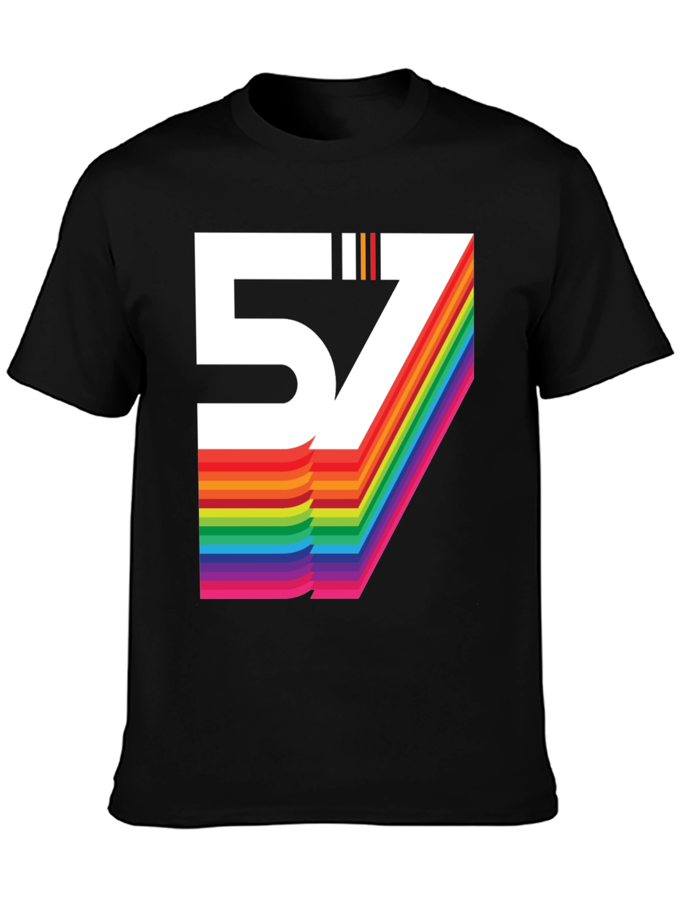 Retro 57 Rainbow Graphic T-Shirt - Black