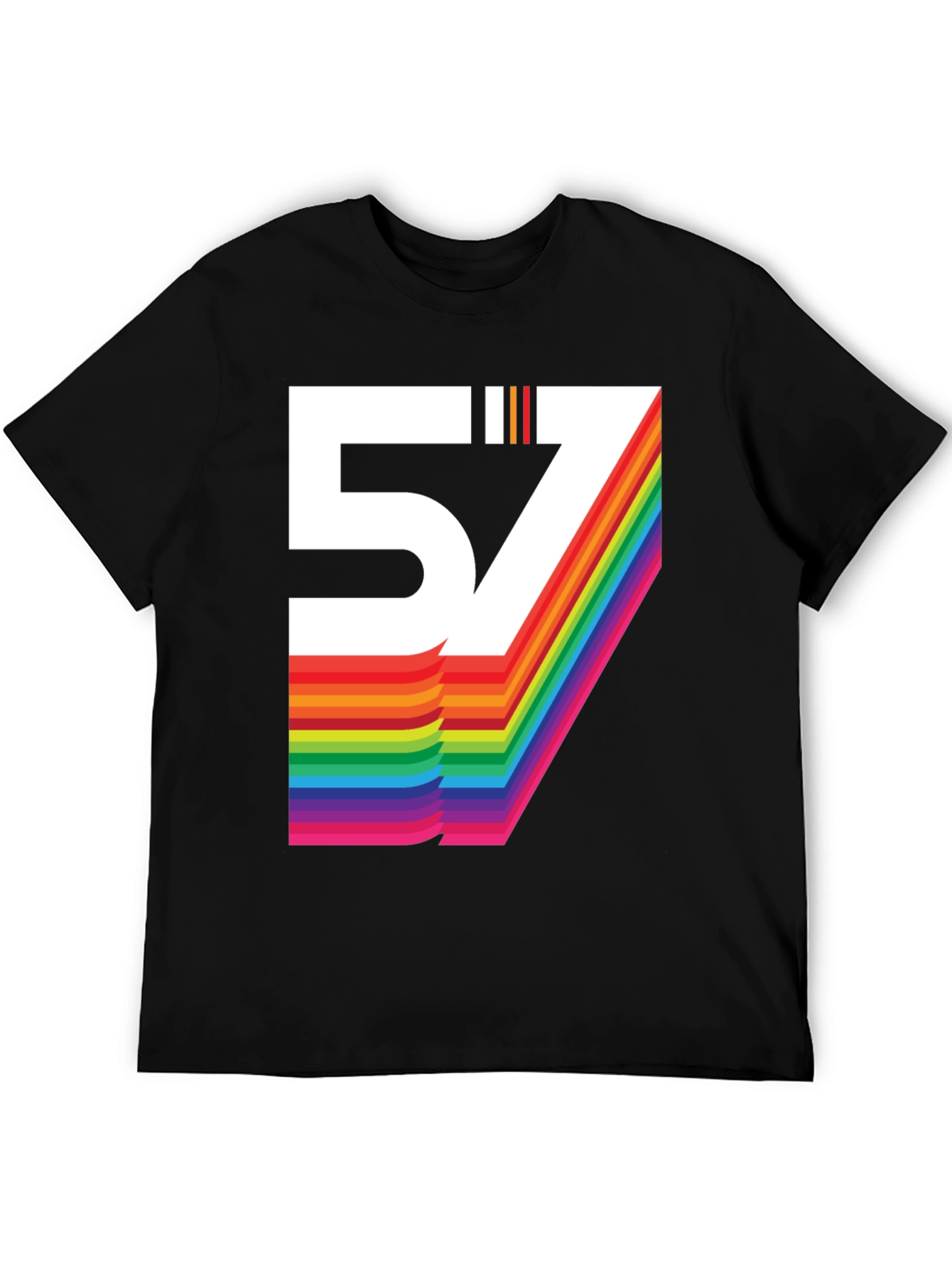 Retro 57 Rainbow Graphic T-Shirt - Black
