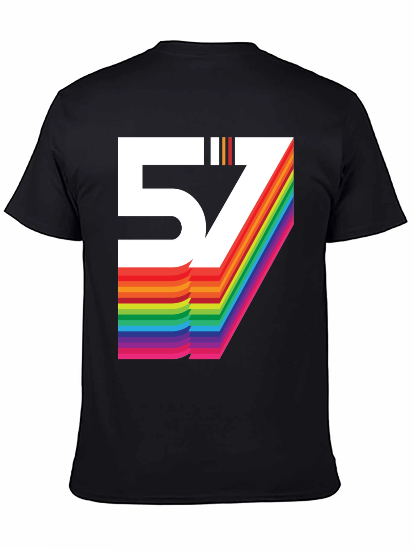 Retro 57 Rainbow Graphic T-Shirt - Black