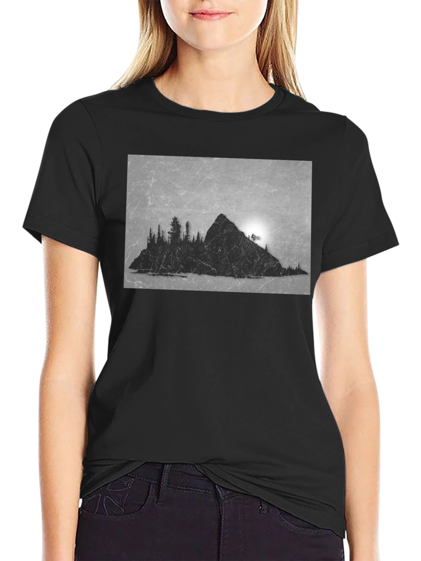 Mountain Biker Graphic Tee - Black Cotton
