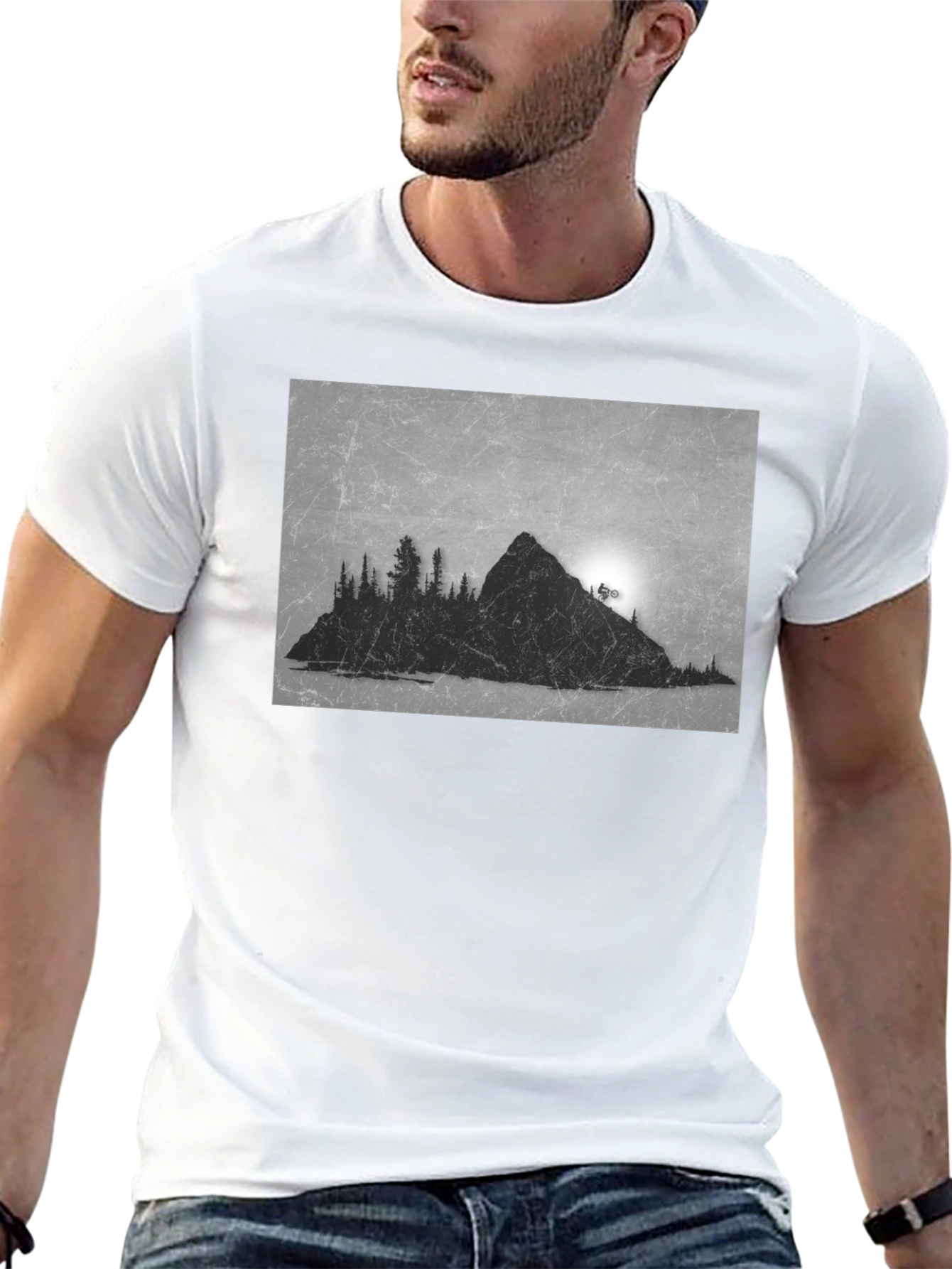 Mountain Biker Graphic Tee - Black Cotton