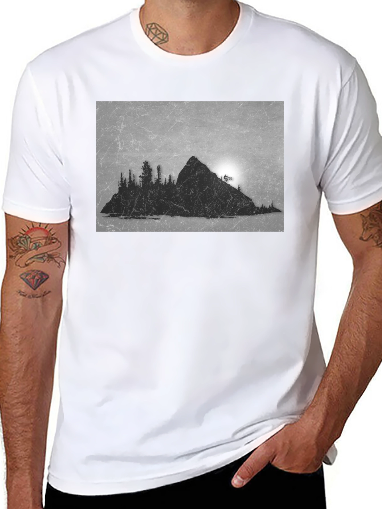 Mountain Biker Graphic Tee - Black Cotton