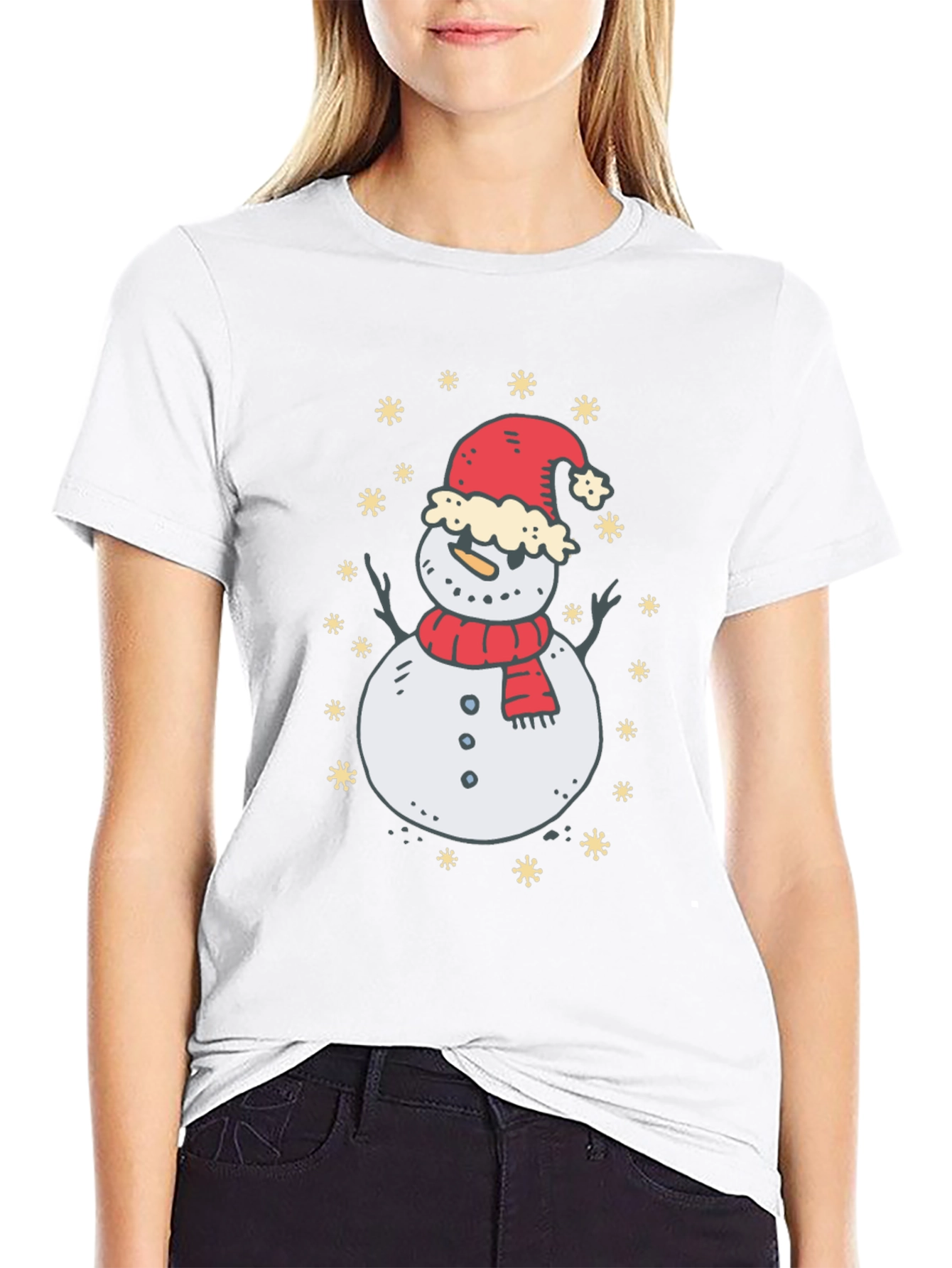 Festive Snowman Graphic T-Shirt