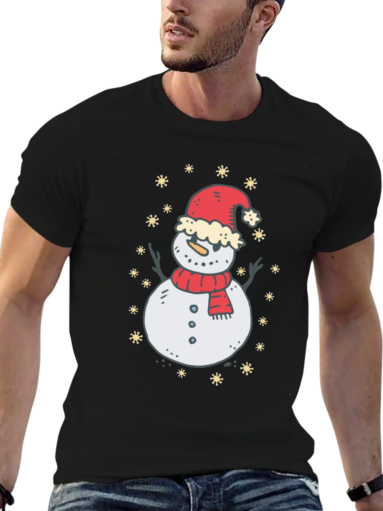 Festive Snowman Graphic T-Shirt