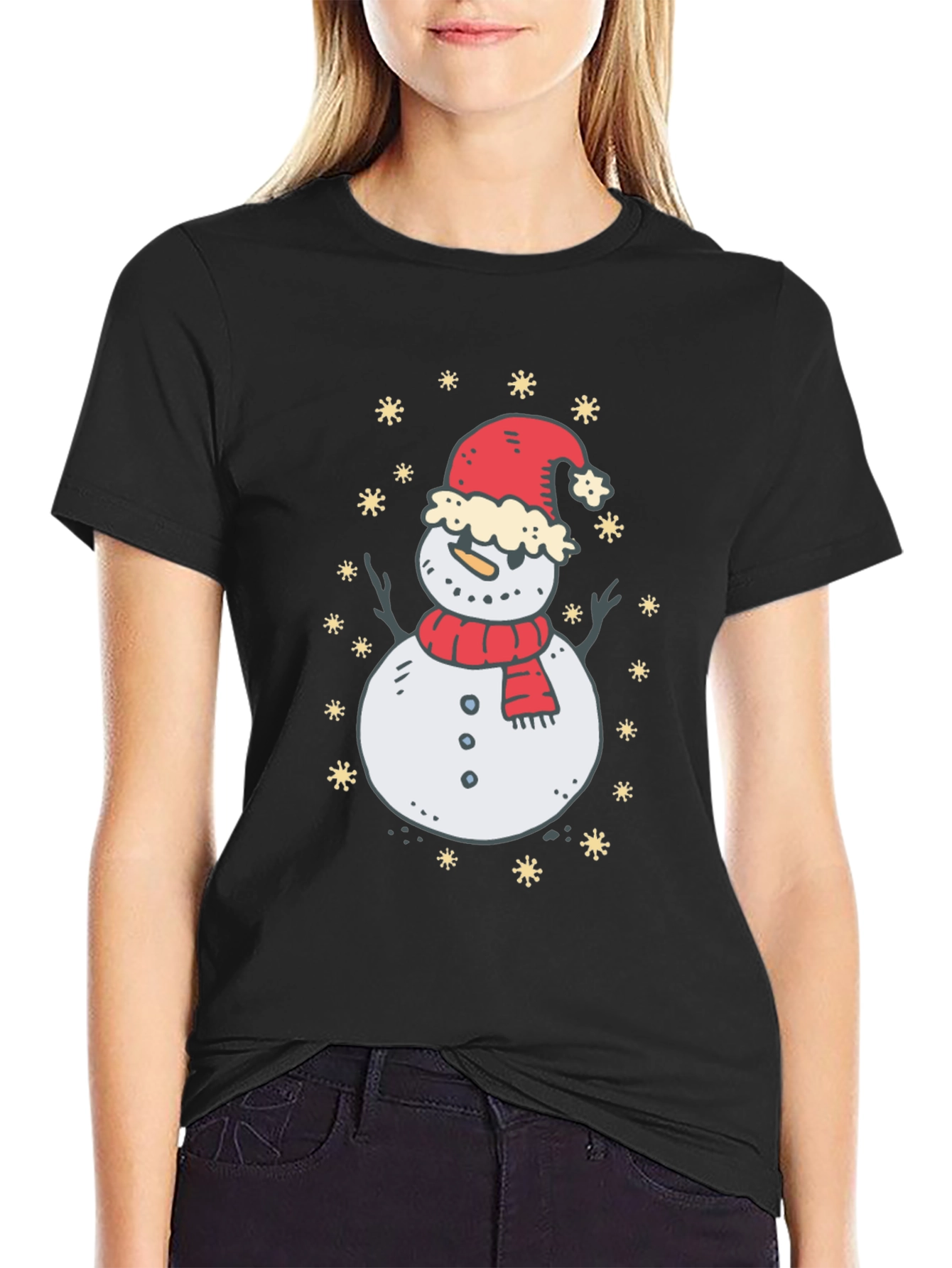 Festive Snowman Graphic T-Shirt