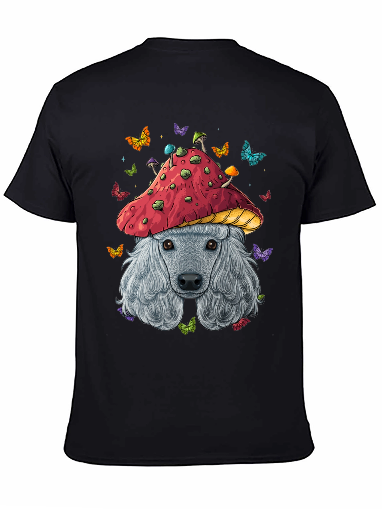 Mushroom Dog Graphic Tee - Unique Artistic Design
