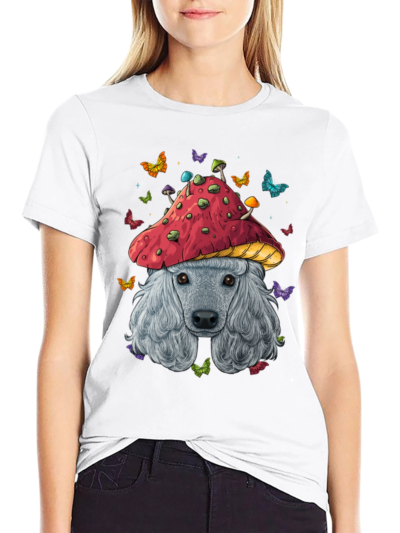 Mushroom Dog Graphic Tee - Unique Artistic Design