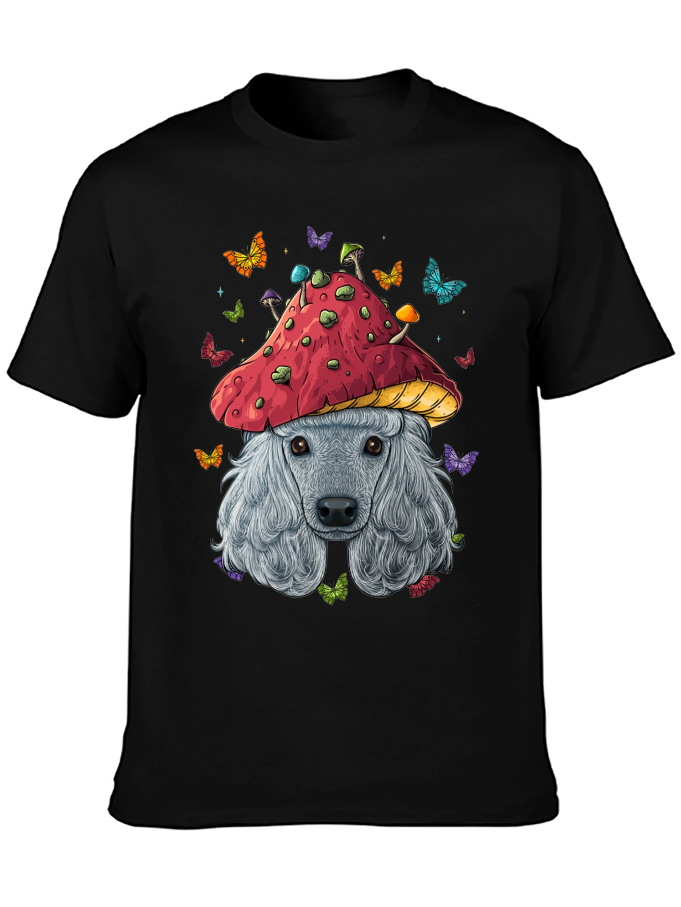 Mushroom Dog Graphic Tee - Unique Artistic Design