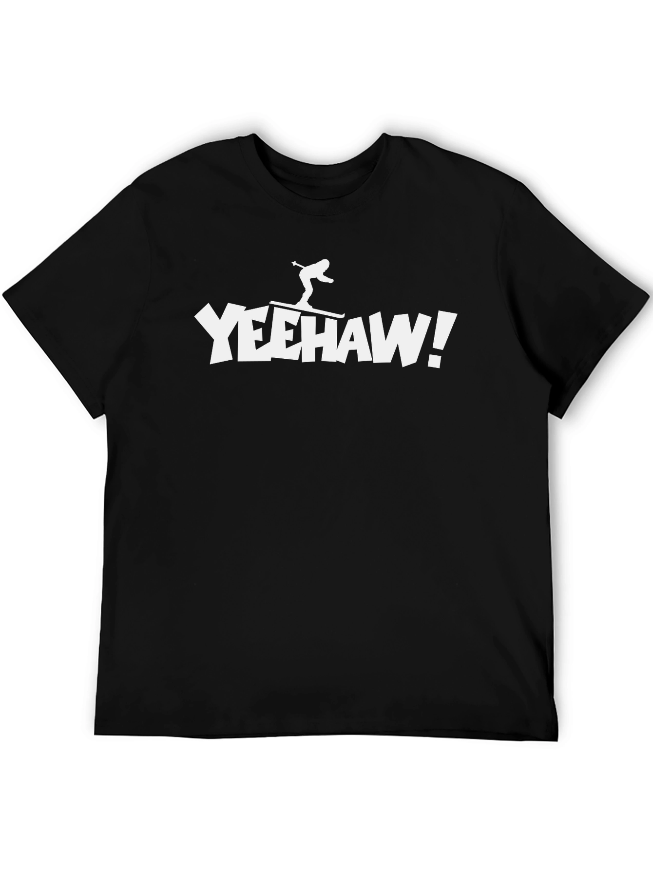 Yeehaw Skiing T-Shirt - Black Cotton Tee