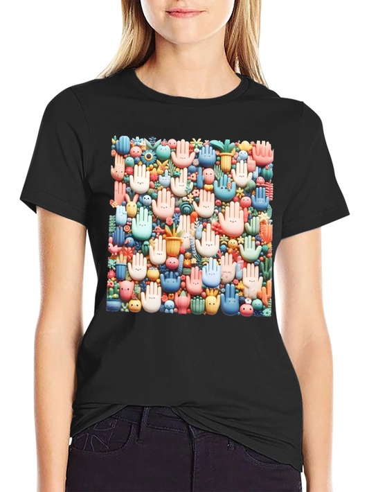 Hands & Plants Graphic Tee - Unique Colorful Design