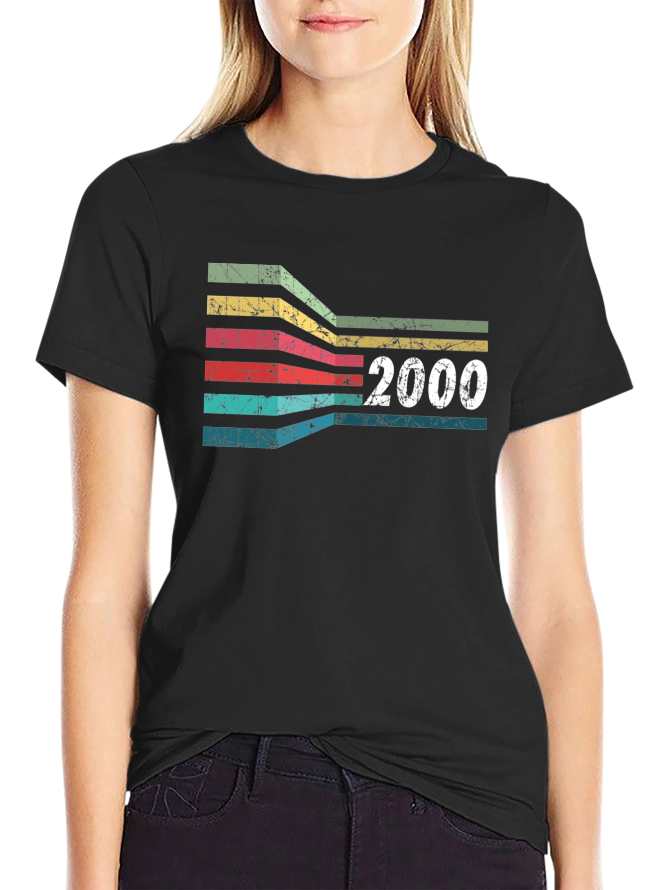 Retro 2000 Striped Graphic T-Shirt
