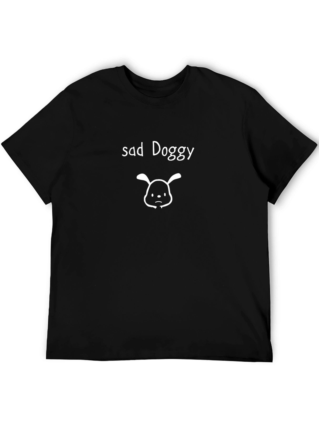 Sad Doggy Graphic Tee - Black Casual T-Shirt