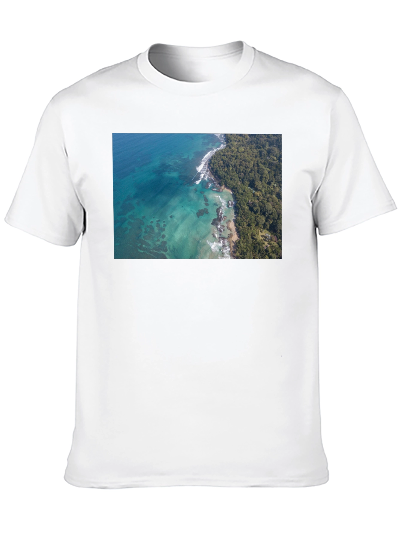 Tropical Ocean Print Black T-Shirt
