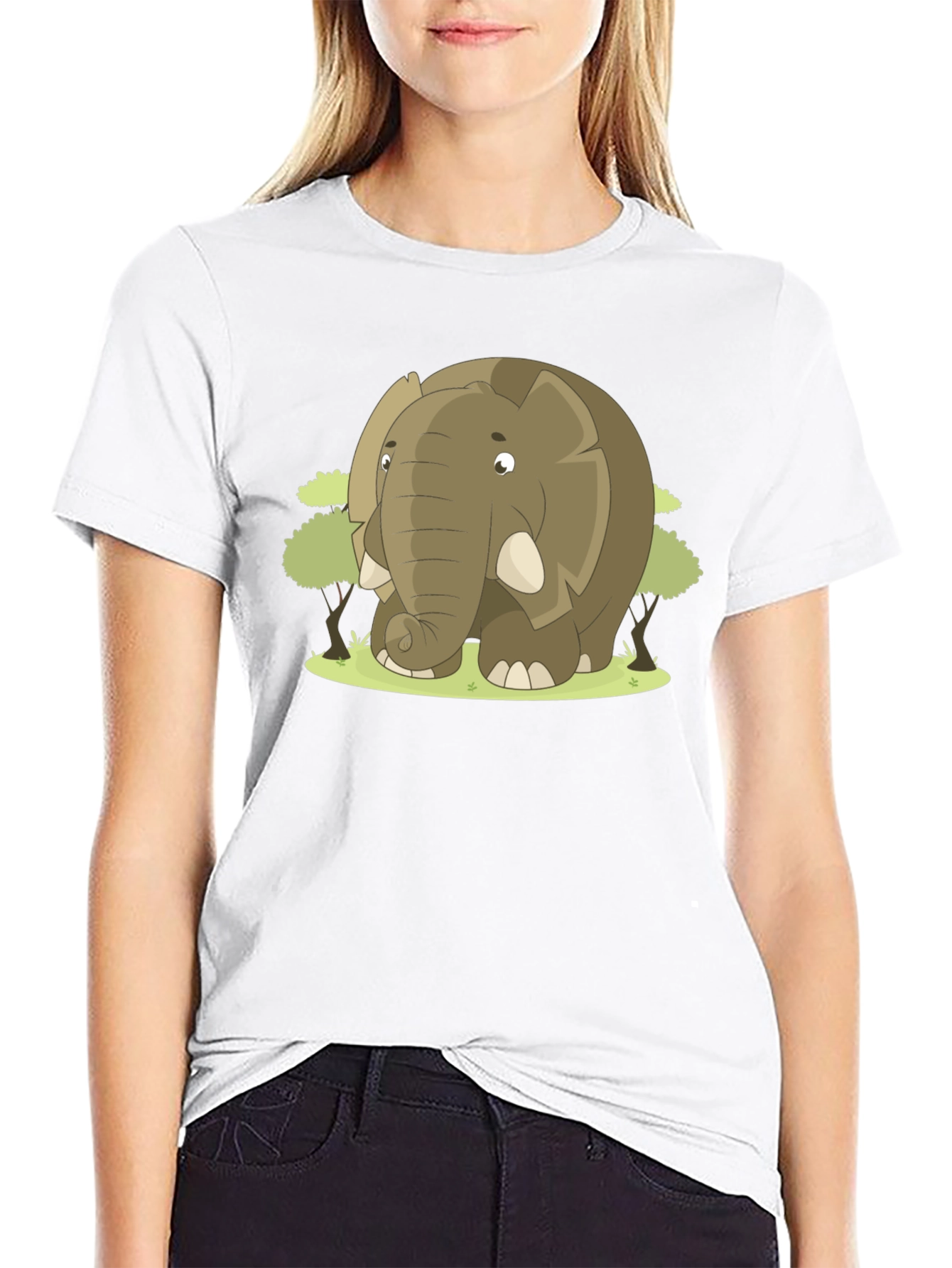 Elephant Cartoon Graphic T-Shirt