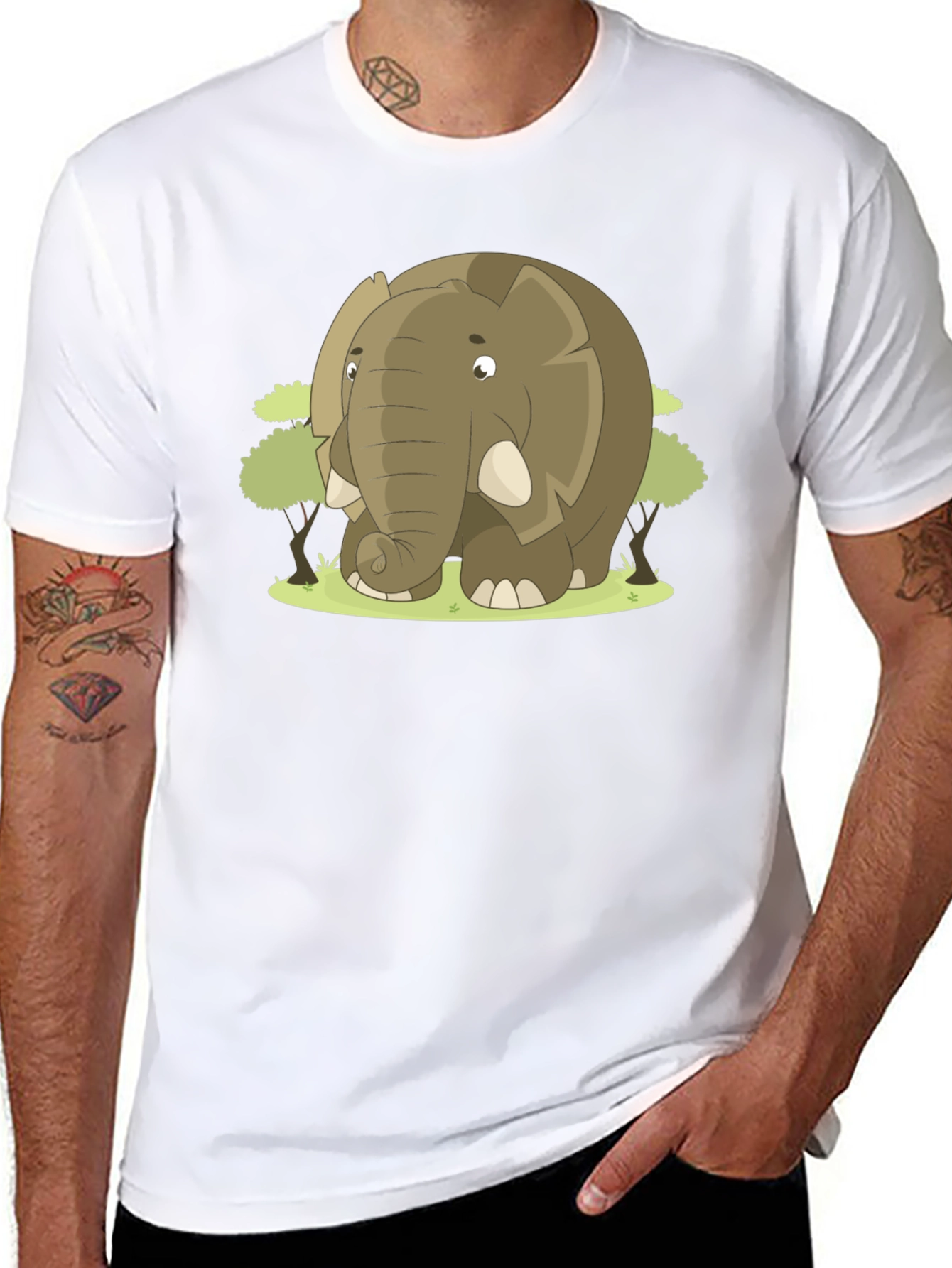 Elephant Cartoon Graphic T-Shirt