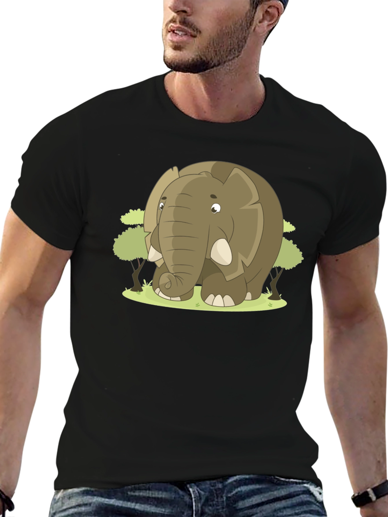Elephant Cartoon Graphic T-Shirt