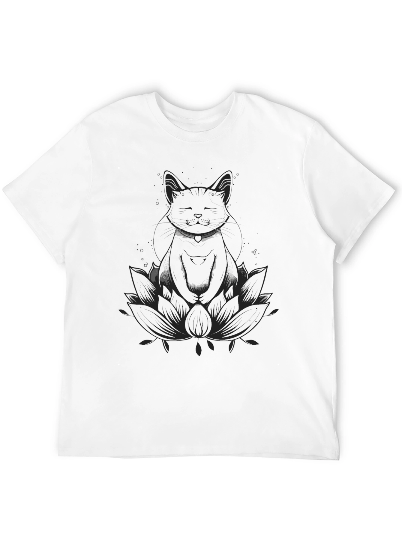 Meditating Cat Lotus Flower Graphic T-Shirt