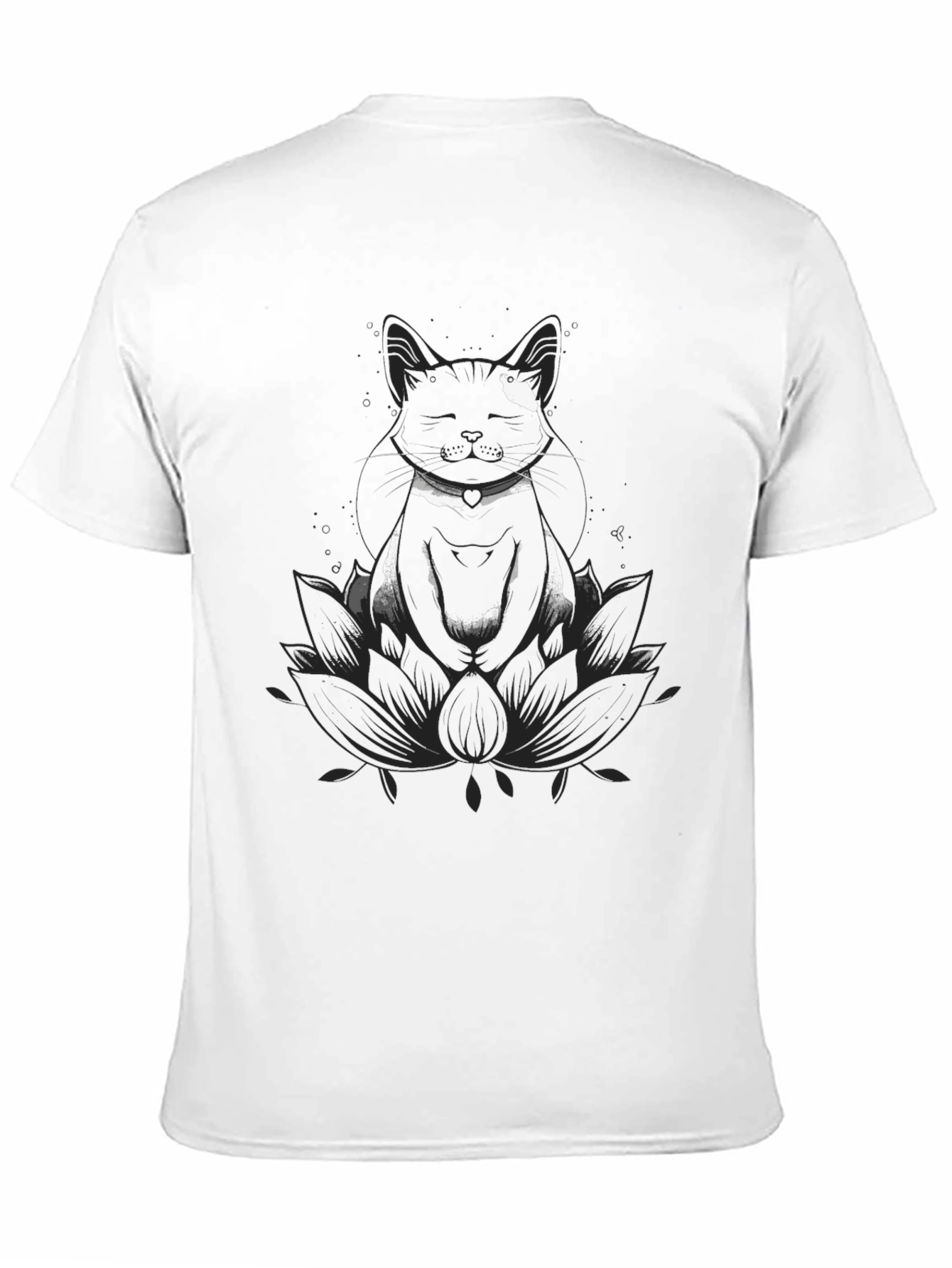 Meditating Cat Lotus Flower Graphic T-Shirt