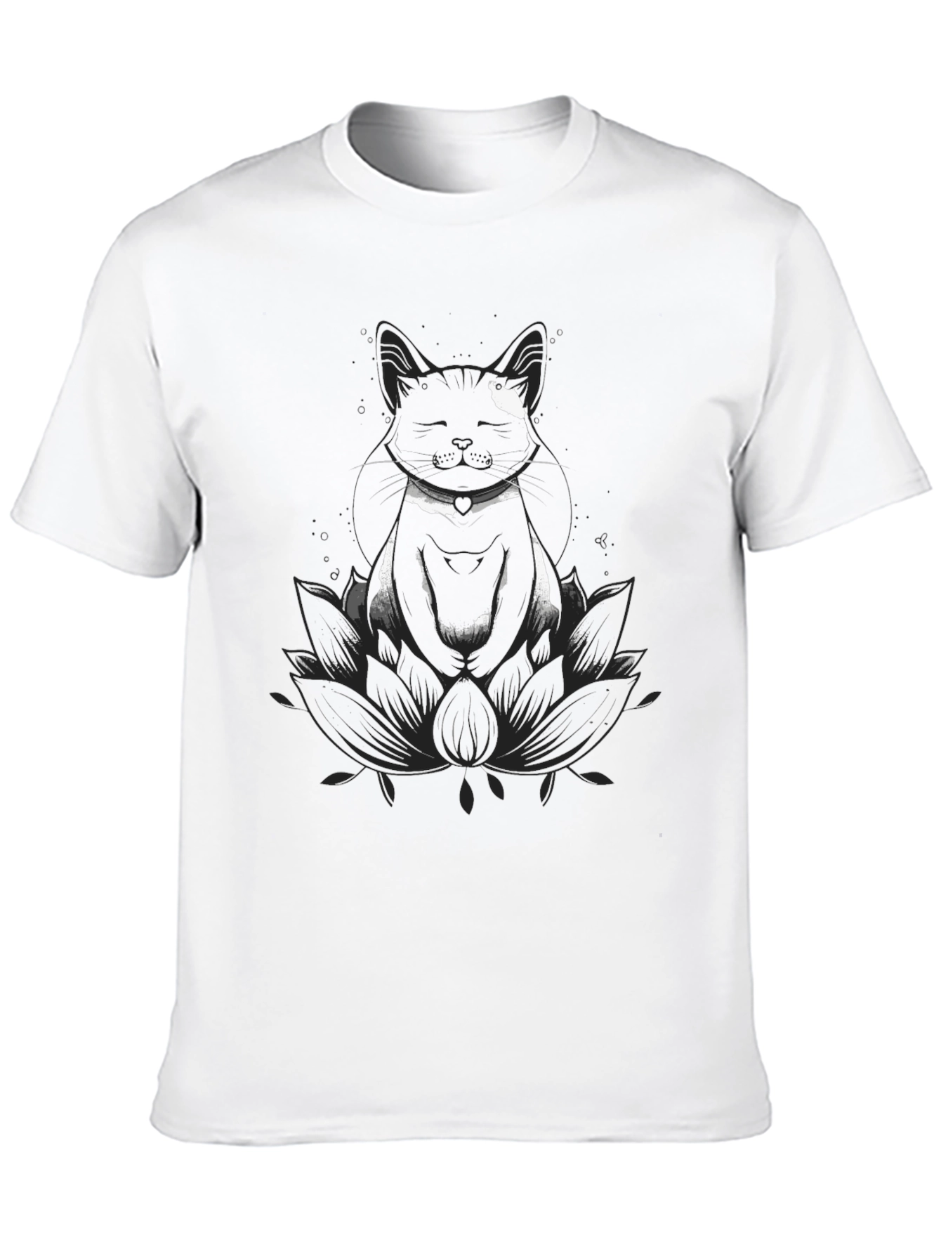 Meditating Cat Lotus Flower Graphic T-Shirt