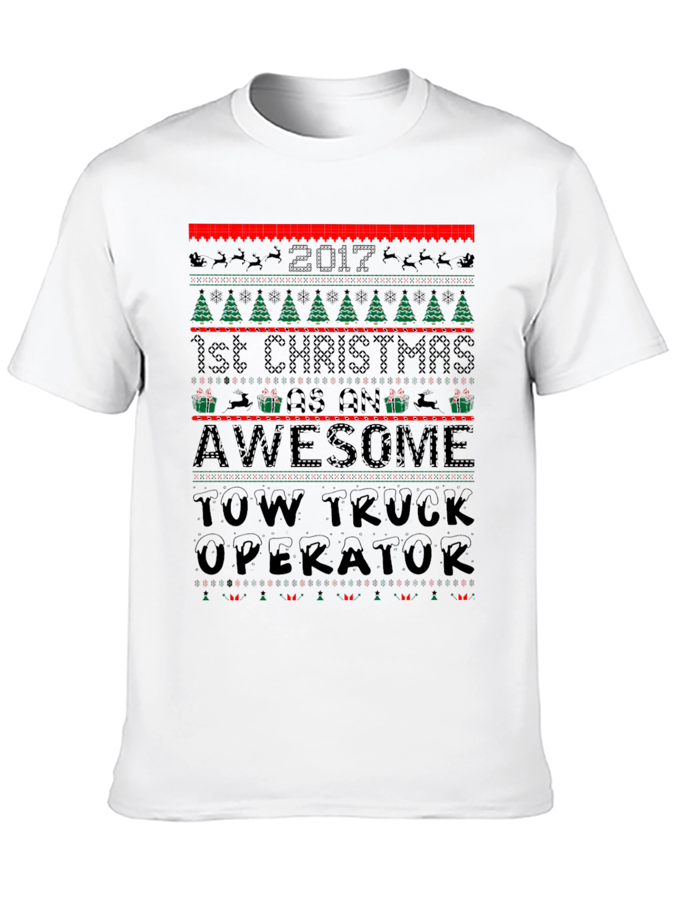 Awesome Tow Truck Operator Ugly Christmas T-Shirt