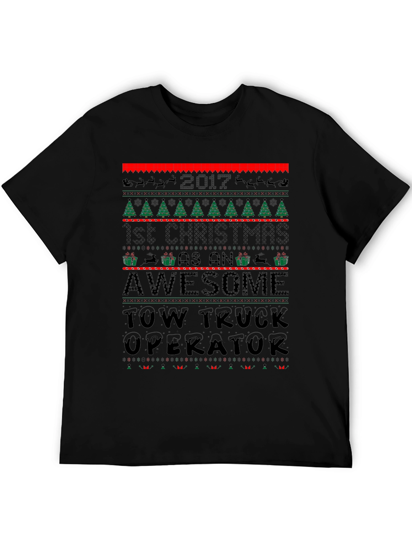 Awesome Tow Truck Operator Ugly Christmas T-Shirt