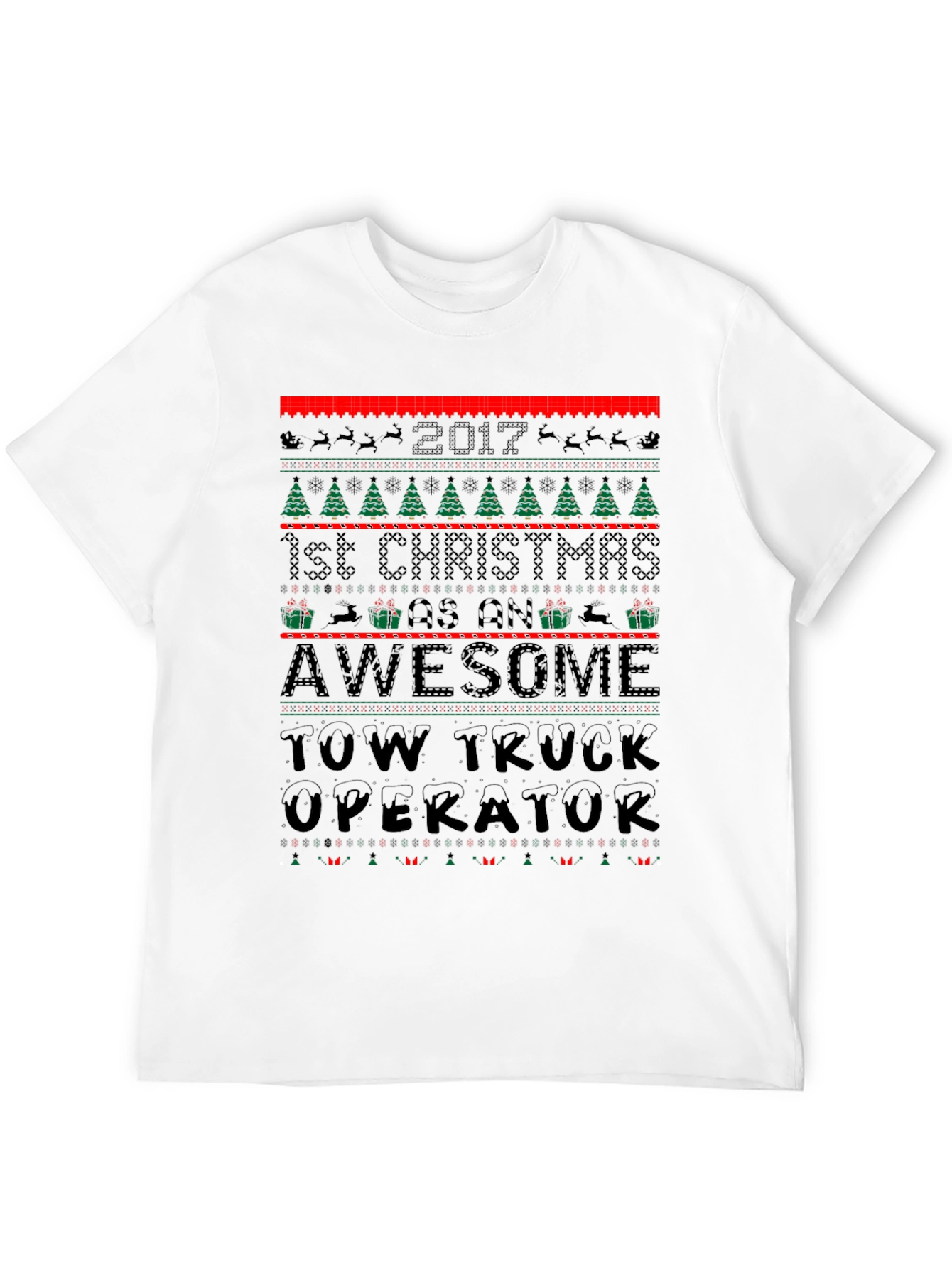 Awesome Tow Truck Operator Ugly Christmas T-Shirt