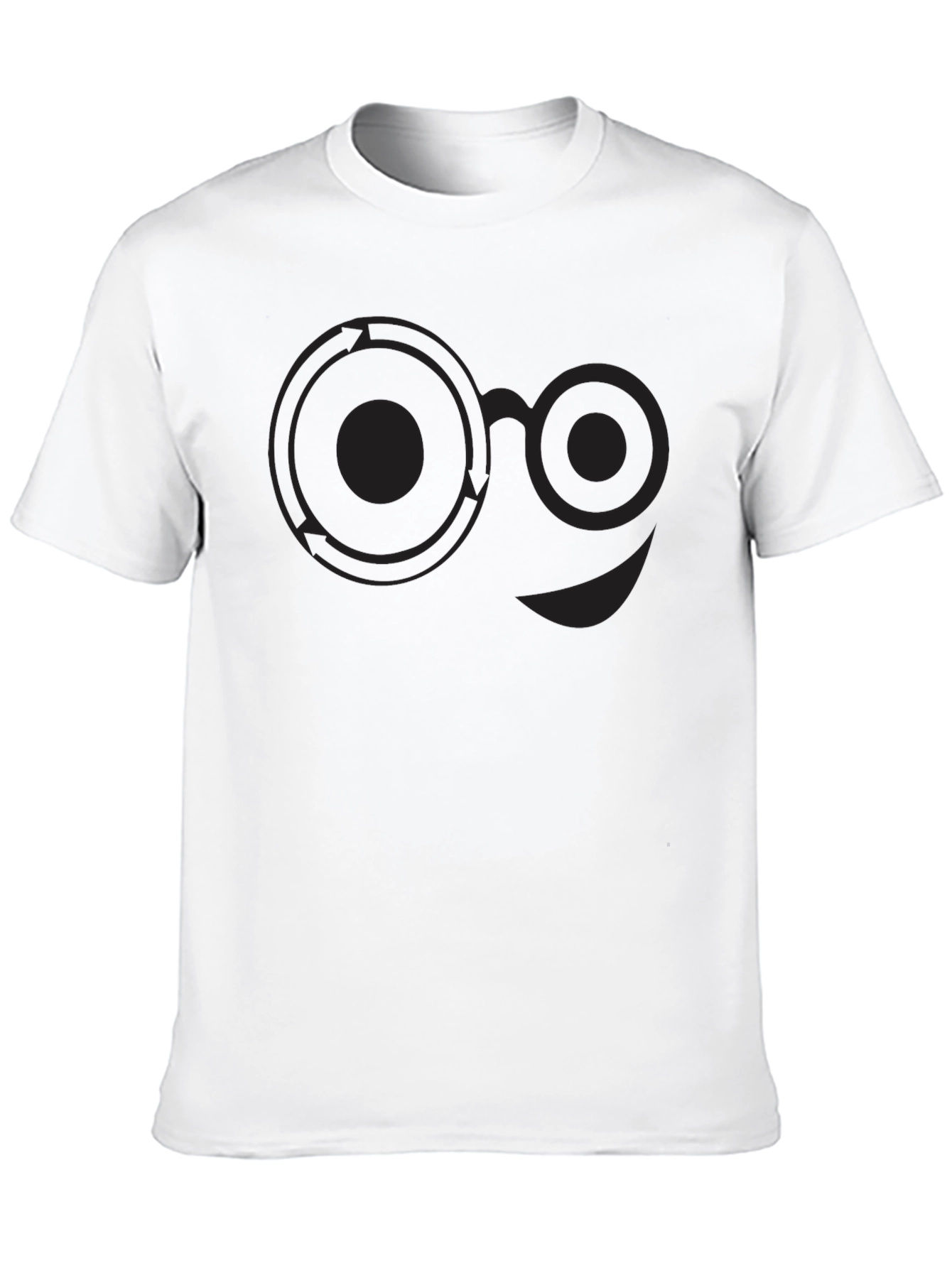 Abstract Smiley Face Graphic Black T-Shirt