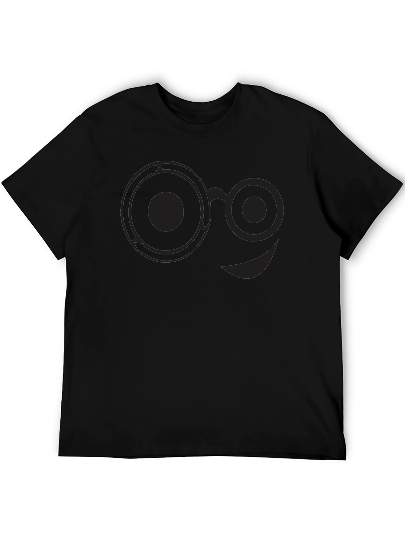 Abstract Smiley Face Graphic Black T-Shirt