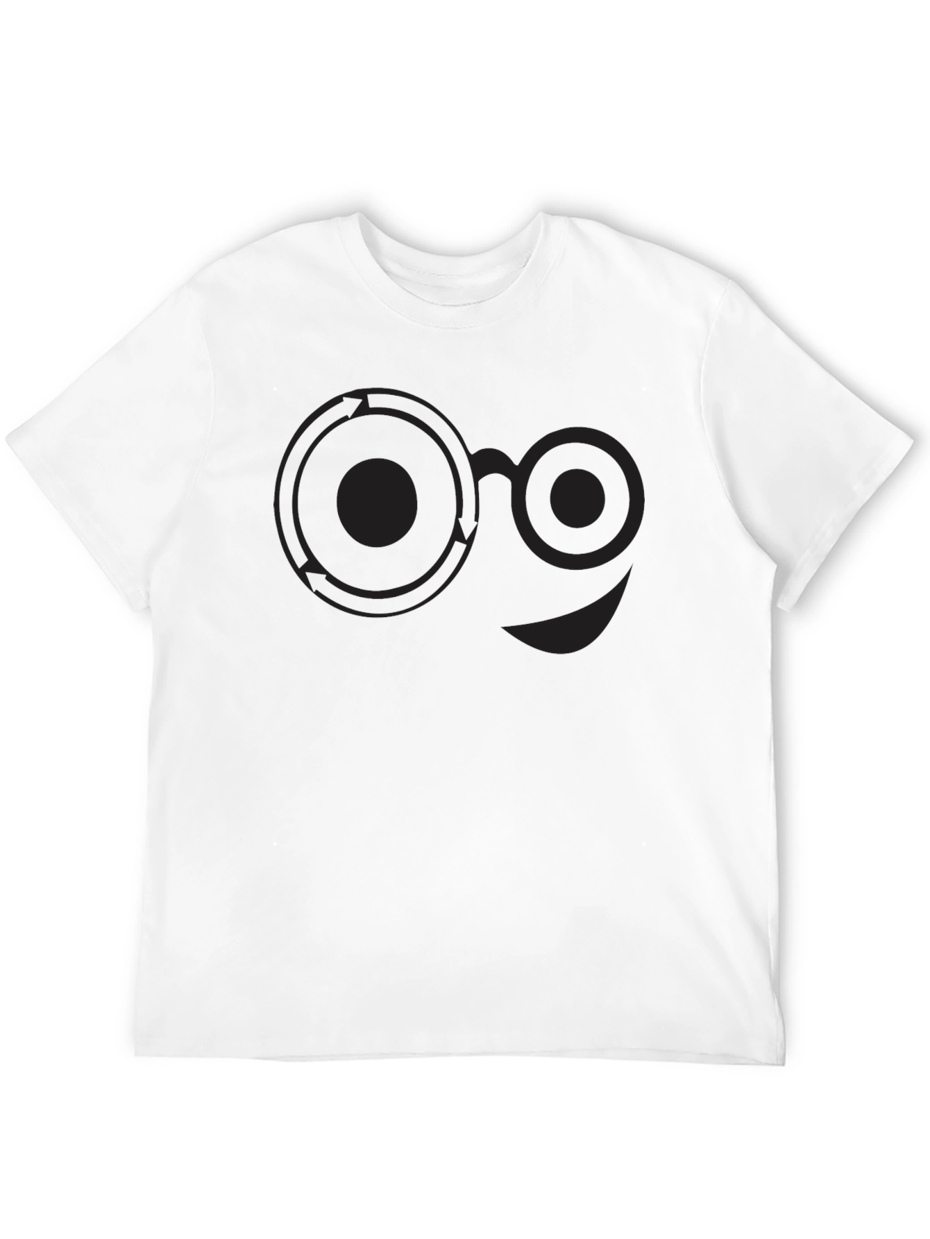 Abstract Smiley Face Graphic Black T-Shirt