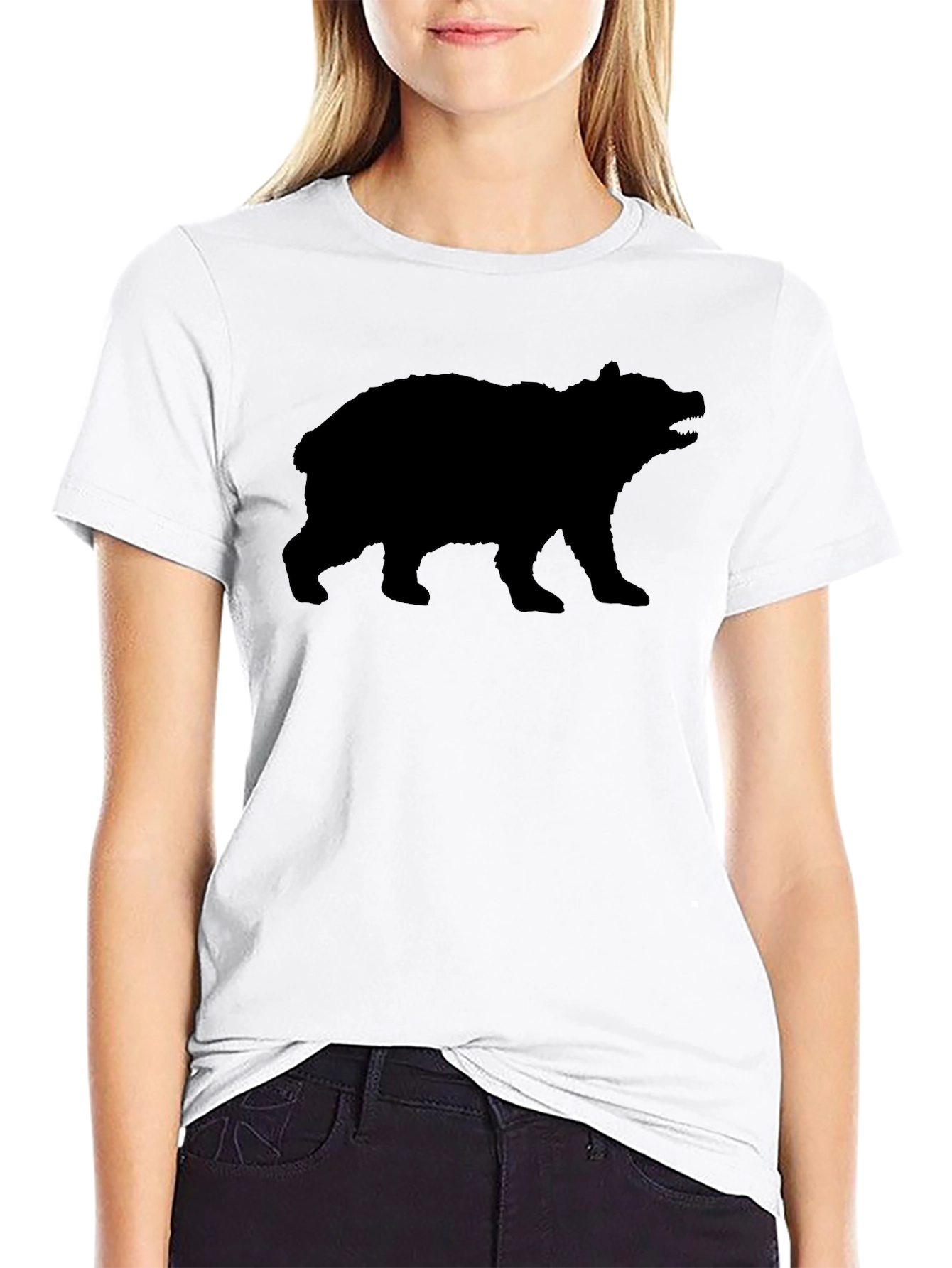 Bear Silhouette Graphic T-Shirt - Black