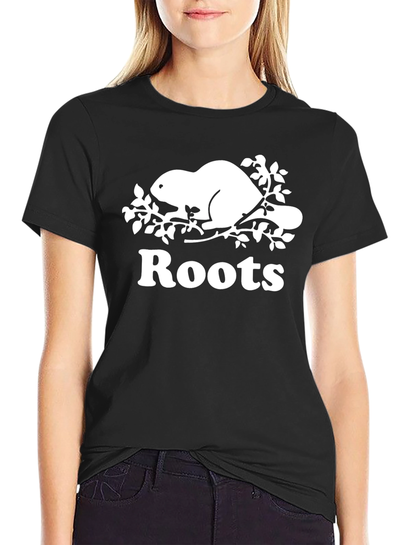 Roots Beaver Logo Black T-Shirt